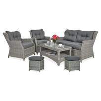 Lauko baldų komplektas TRIVENTO 2 + su pufais, Stone Grey