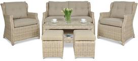 Lauko baldų komplektas TRIVENTO 2 + su pufais, Beige