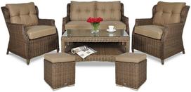 Lauko baldų komplektas TRIVENTO 2 + su pufais, Brown