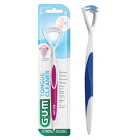 GUM 2 in 1, liežuvio valiklis grandiklis su šepetėliu, 1 vnt.
