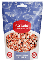 Ficcaro lašišos ir vištienos kubeliai skanėstai šunims ir katėms, 100 g