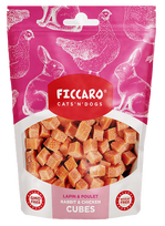 Ficcaro triušienos ir vištienos kubeliai skanėstai šunims ir katėms, 100 g