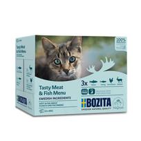 Bozita žuvies ir mėsos gabaliukų padaže konservų rinkinys katėms, 12 x 85 g