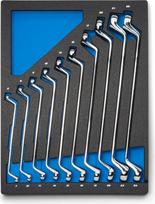 "Capri Tools" 75 laipsnių dvigubų lizdų rinkinys nuo 6 iki 24 mm su dvigubu poslinkiu, 10 dalių, su mechaniniu dėklu