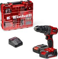 "Einhell" akumuliatorinis smūginis gręžtuvas TE-CD 18/2 Li-i +64 (2 x 2,0 Ah) Power X-Change (ličio jonų, 18 V, 44 Nm, 2 greičių pavara, įskaitant 2 x 2,0 Ah akumuliatorius, įkroviklį, dėklą, 64 dalių priedų rinkinį).