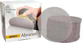 "Mirka Abranet" tinkliniai šlifavimo diskai Ø 150 mm Grip / grūdėtumas P180 / 50 vnt / skirti medienai, glaistui, lakui, kompozitui šlifuoti / šlifavimas be dulkių / 5424105018
