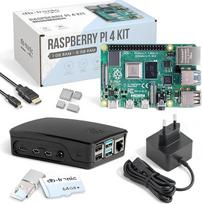 "Raspberry Pi 4" 4GB 4GB pradinis rinkinys, 64GB "Black Edition", 15 W maitinimo šaltinis, juodas korpusas, 4K "Micro HDMI" kabelis, radiatoriaus rinkinys, USB kortelių skaitytuvas, idealiai tinka išmaniesiems namams, retro žaidimams ir namų asistentui