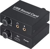 "Tendak" USB garso plokštė, išorinė stereofoninio garso plokštė, USB garso adapteris su 3,5 mm ausinių ir mikrofono prievadu, garsumo valdymu, žemų dažnių reguliavimu "Windows", "Mac", "Linux", PC, nešiojamiesiems ir staliniams kompiuteriams, PS5