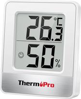 "ThermoPro" TP49 Skaitmeninis mini termometras-higrometras patalpų termometras drėgmės matuoklis su kambario klimato indikatoriumi, skirtas patalpų klimato kontrolei, baltos spalvos