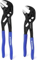 "WORKPRO" replės su veržliarakčiais, 2 dalių, 180 mm ir 255 mm, griovelių sujungimo replės be dantų, aukštos kokybės Cr-V plienas, lygiagrečių žandikaulių konstrukcija su dvigubomis darbo sąnaudas taupančiomis rankenomis