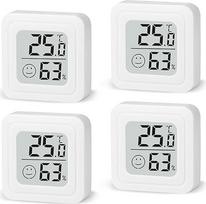4 vnt. drėgmės matuoklių pakuotė Vidinis skaitmeninis mini šiluminis higrometras LCD vidaus termometras, skirtas kūdikių kambariui, svetainei, biurui, šiltnamiui (baltas)