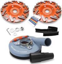FANZWORK kampinio šlifuoklio siurbimo antgalis su 2 x 125 mm deimantiniu disku Profesionali kokybė - keičiami šepetėliai - 99 % universalus pritaikymas - sustiprintas adapterio žiedas - M14 adapteris