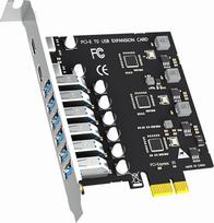 GLOTRENDS U6A2C 8 prievadų PCIe USB išplėtimo kortelė, 2 USB-C ir 6 USB-A (USB 3.2 Gen 1), suderinama su "Windows" ir "Linux" (nepalaiko "Mac OS")
