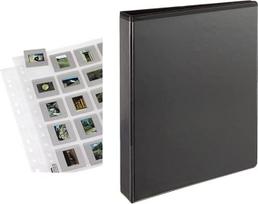 Hama Esselte 49717 49717 Žiedinis segtuvas su kišenėmis A4 polipropileno 4 žiedai 30 mm juodos spalvos, 25 vnt., skirtas įrėmintoms skaidrėms (5 x 5 cm formato skaidrių archyvavimui, iki 500 skaidrių), skaidrus