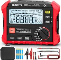KAIWEETS Izoliacijos matuoklis Izoliacijos varžos matuoklis iki 100GΩ 50V/100V/250V/500V/1000V vieno prisilietimo DAR/PI su AC/DC įtampos bandymu varikliams Saulės HVAC