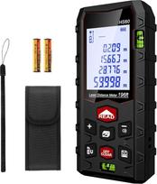 Laser Entfernungsmesser Messgerät für Räume - Dual-Level IP54 Wasserdicht, Entfernungs-/Flächen-/Volumenmessung, Großes LCD mit Hintergrundbeleleuchtung, für Innen- & Außenbereich