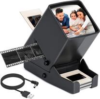 LED skaidrių peržiūra senoms skaidrėms, 35 mm negatyvams ir skaidrių projektoriaus skaidrių peržiūra su 3x didinimu ir USB maitinimo kabeliu