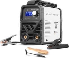 STAHLWERK suvirinimo aparatas su elektrodais ARC 200 MD - MMA (E-Hand) ir Lift-TIG (DC) iki 200 A, lankstus naudojimas be dujų, kompaktiškas ir 3,4 kg lengvas, išmanusis aušinimas, automatinis karštas paleidimas, apsauga nuo prilipimo