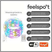 Išmanioji girlianda su valdikliu Feelspot FS-RSL02W 10m Wi-fi, Tuya