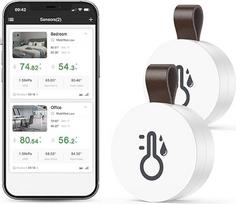 "Bluetooth" termometras higrometras, 2 pakuotės mini skaitmeninis temperatūros drėgmės jutiklis su programėle, duomenų saugojimas ir eksportavimas, belaidis iOS/Android, skirtas namams, biurui, šiltnamiui, vyno rūsiui