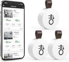 "Bluetooth" termometras-higrometras, temperatūros ir drėgmės matuoklis su programėle ir duomenų saugykla, skaitmeninis temperatūros ir drėgmės jutiklis namams, šiltnamiui, vyno rūsiui, 3 vnt.