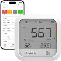"Qingping" CO2 detektorius Termometras Higrometras, nuotolinis stebėjimas per "qingping IoT", CO2 matuoklio temperatūros ir drėgmės monitorius įvairiems scenarijams, greitas aliarmo pranešimas