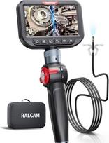 "Ralcam" endoskopinė kamera su apšvietimu, endoskopinė kamera su 180° judančia galvute, 6,5 mm dvigubas zondas, 5 colių HD ekranas, apžiūros kamera IP67 atspari vandeniui, vamzdinė kamera su 1,5 m pusiau standžiu kabeliu ir 6+1