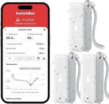 "SwitchBot" IP65 drėgmės matuoklis termometras Vidinis lauko "Bluetooth" termometras su rasos taško / VPD / absoliučiu drėgmės jutikliu Lauko termometras Duomenų saugojimas šiltnamyje Vyno rūsys 3 vnt.