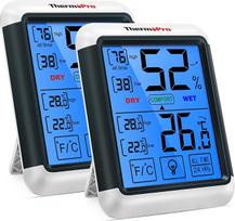 "ThermoPro TP55" skaitmeninis patalpų termometras-higrometras Vidaus termometras Higrometras Temperatūros ir drėgmės matuoklis su indikatoriumi 2 vnt., skirtas patalpų klimato kontrolei