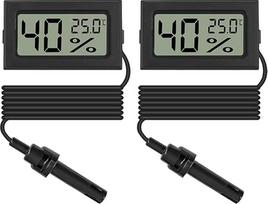 2 x mini skaitmeninis termometras drėgmės matuoklis su išoriniu jutikliu, LCD monitorius, skirtas automobiliui, šiltnamiui, namams, biurui, gyvenamajam kambariui - juodas