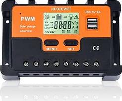 60A saulės įkrovos valdiklis 12V 24V 48V saulės valdiklis, PWM 60A saulės įkrovos valdiklis su temperatūros jutikliu 2USB prievadai, skirtas maksimaliai saulės baterijoms 12V (780W) 24V (1560W) 48V (3120W) švino rūgšties