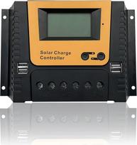 60A saulės energijos įkrovimo valdiklis 12V 24V 36V 48V saulės energijos valdiklis, PWM saulės energijos įkrovimo valdiklis 60A su temperatūros jutikliu, 4 USB prievadai, tinka MAX 3120W saulės baterijoms 12V 24V 36V 48V švino rūgšties akumuliatoriui ir