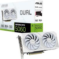ASUS "Dual GeForce RTX 5060" 8GB GDDR7 White OC Edition žaidimų vaizdo plokštė ("Nvidia Blackwell" ir DLSS 4, 2,5 lizdo konstrukcija, PCIE 5.0, 1x HDMI 2.1b, 3x DisplayPort 2.1b, balta, DUAL-RTX5060-O8G-WHITE)