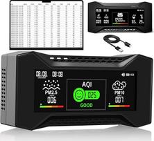 CF-20 DL oro kokybės matuoklis su duomenų ataskaita, CO2 matuoklis CO2, TVOC, HCHO, PM2.5, PM10, AQI, temperatūra, drėgmė, simbolinis vizualinis ekranas namams, mokyklai