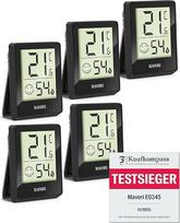 Higrometras, patalpų termometras - tikslus temperatūros ir drėgmės matuoklis, patalpų termometras, higrometras, temperatūros matuoklis, hidrometras, drėgmės matuoklis, skaitmeninis (juodas, 5 vnt.)