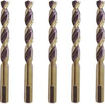 HSS grąžtų rinkinys 31/64 colių "Jobber Twist Parabolic Flute Gold/Black 3 Flat Shank Drill Steel Metal - 5 vnt.