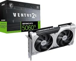 MSI "GeForce RTX 5060 Ti 8G Ventus 2X OC Plus" - 8GB GDDR7 (28Gb/s/128 bitų), PCIe 5, didinimo dažnis: 2602 MHz, HDMI 2.1b, DisplayPort 2.1b, papildomi branduolio vamzdeliai