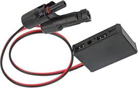 Saulės baterijos adapteris su 2 USB, 1 C tipo ir nuolatinės srovės jungtimi, 50 cm kabelis, skirtas stovyklavimui ir lauko stovykloms