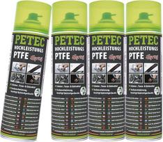 Sudėtyje yra 4 x 500 ml PETEC aukštos kokybės PTFE purškalo, purvą atstumiančio atskyrimo, tepalo