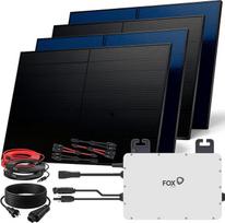 SUNNIVA 2000 W balkono elektrinė Bifacial Full Black Complete Socket Fox 800 W galios inverteris, fotovoltinė saulės sistema, 4 x 500 W stiklo/stiklo saulės moduliai, įskaitant 5 m kabelį, "Bluetooth WiFi", sukomplektuota