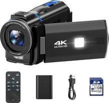 Vaizdo kamera 4K 48MP vaizdo kamera "YouTube" su IR naktinio matymo 16X skaitmeniniu priartinimu 3 colių 270° kampu pasukamas jutiklinis ekranas Interneto vaizdo kamera su užpildymo šviesa, nuotolinio valdymo pultu, 32GB kortele