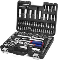 WORKPRO 108 vnt. 1/2 colio 1/4 colio diskinių lizdų rinkinys su greito atlaisvinimo reketiniais raktais ir antgaliais Mechaninių įrankių rinkinys