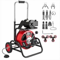 Kanalizacijos valymo mašina 50mm-150mm vamzdžiams, automatinio padavimo gyvatukas, nešiojamas vamzdžių valymo įrenginys, reguliuojamas būgnas, 8 pjovikliai ir kojinis jungiklis, drenažo valymo įranga