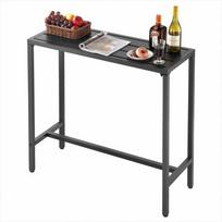 Lauko baro stalas, 100 x 37.5 cm, terasai ir vidaus naudojimui, vandeniui atsparus viršus ir tvirtas metalinis rėmas, terasos baro stalas, baro aukščio valgomasis stalas, stačiakampis baro stalas, lauko baldai