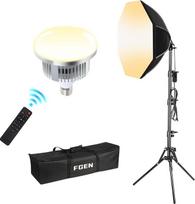 "FGen" aštuonkampio formos "Softbox" fotostudijos rinkinys, 1 x 50 cm "Softbox" kabelio ilgis 300 cm su 60 W 3000-6500 K LED lempomis, 150 cm reguliuojamas šviesos stovas, skirtas studijinei fotografijai, vaizdo įrašams ir tiesioginiams žaidimams