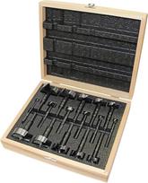 "Fisch FSA-367208 Black Shark Forstner Drill Bit Set Custom Wood Box Includes Bits from 1/4" to 2-1/8" Kaltinis plienas (16 dalių)