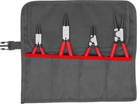 "Knipex" 00 19 56 V01 replės žiediniams segtukams suvynioti į įrankių ritinėlį, juodos/raudonos/sidabrinės spalvos, 4 dalių rinkinys