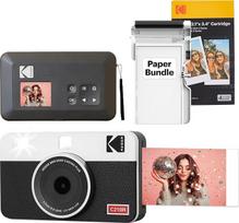 "Kodak Mini Shot 2 Retro" nešiojamasis momentinis fotoaparatas ir nuotraukų spausdintuvas, "iOS" ir "Android", "Bluetooth", "4Pass" technologija (54 x 86 mm) - baltas - 68 lapai.