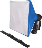 "LumiQuest SoftBox III LQ-119S", blykstės difuzorius ir šviesos minkštiklis, universalus klasikinis dizainas, skirtas išorinėms fotoaparato blykstėms su "UltraStrap" dirželiu, neoninės mėlynos spalvos
