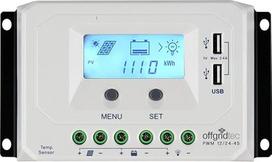 "Offgridtec® PWM Pro" įkrovos valdiklio serija 12V / 24V, 10A - 45A su papildomu temperatūros jutikliu